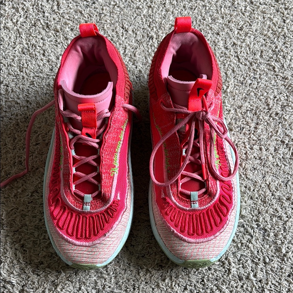 Nike Pink and Red Athletic Shoes High-Top Design